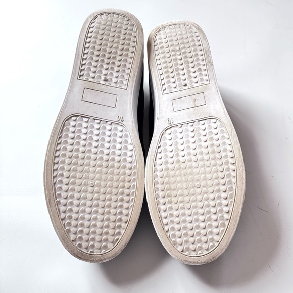 Black Faux Leather Slip On Loafers Embellished with Faux Pearls and Rhinestones - Picture 8 of 12